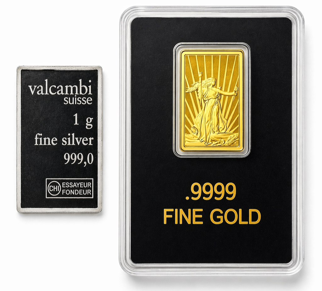 🇺🇸 2025 St. Gaudens Miss Liberty .9999 Gold Bar + FREE Valcambi Silver Bar✨