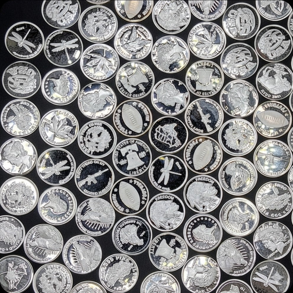 Lot of 7 .999 Fine Silver Rounds & Bars | Assorted Bullion Estate Mix