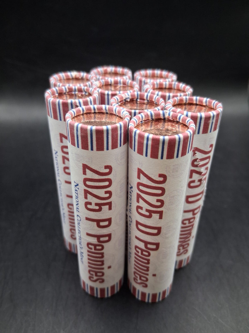 Lot 10 Rolls 2025 P & D Lincoln Penny Rolls