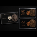 Set - Classic Mercury Silver Dime Gem BU 90% Silver & 2025 P&D Penny BU Cards FS