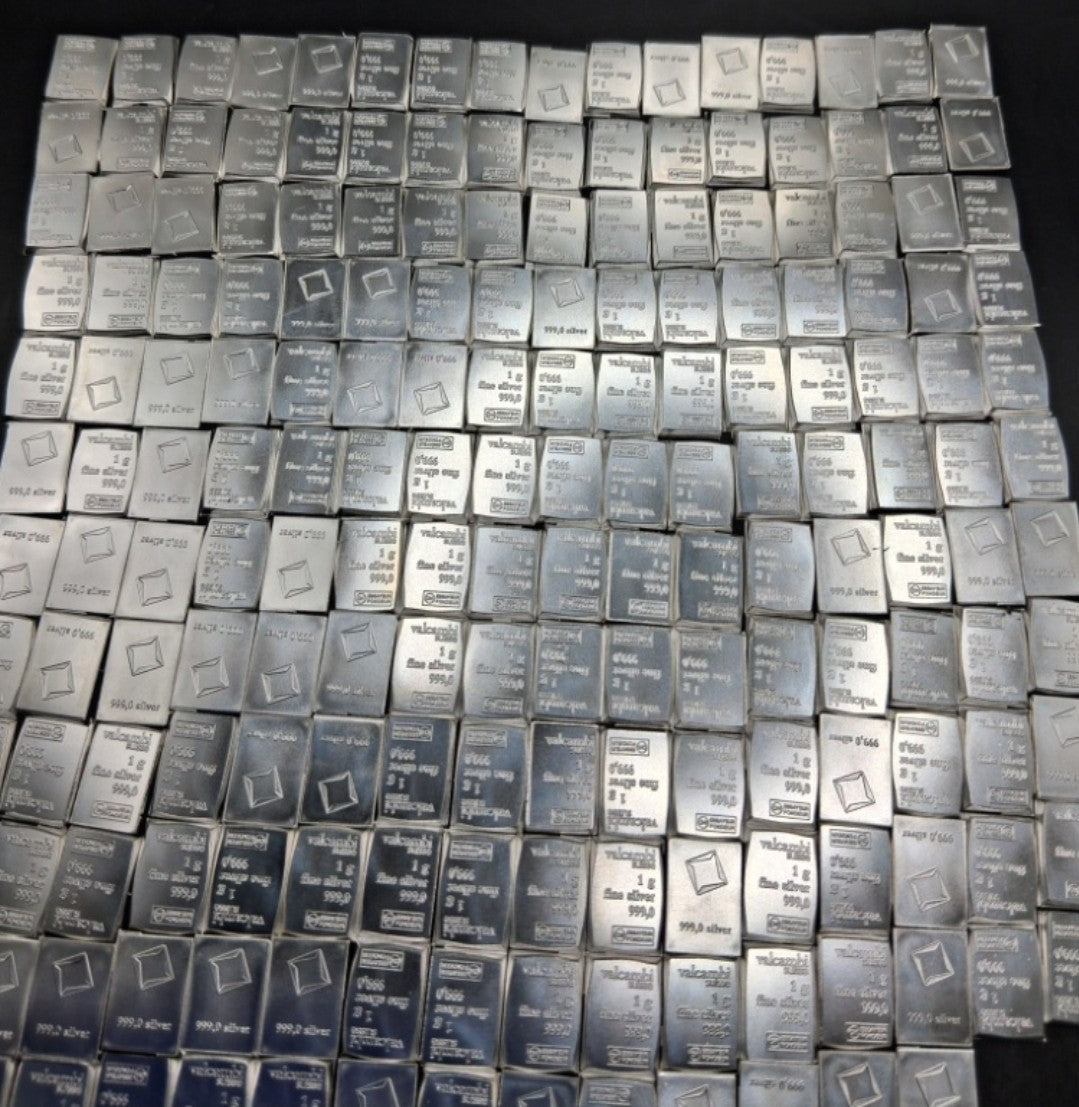 Lot of 20 - 1 Gram Valcambi Suisse Silver Bars .999 Fine Pure Bullion 1g Each