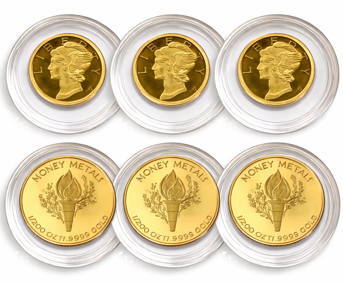 Set of 3 | Mercury Gold Dime Rounds | 1/200 oz .9999 Pure Gold ✨