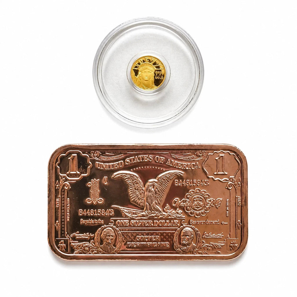 24K Lady Liberty Gold Coin 1/200 oz .9999 + *FREE* 1 oz Copper Bar Random Design