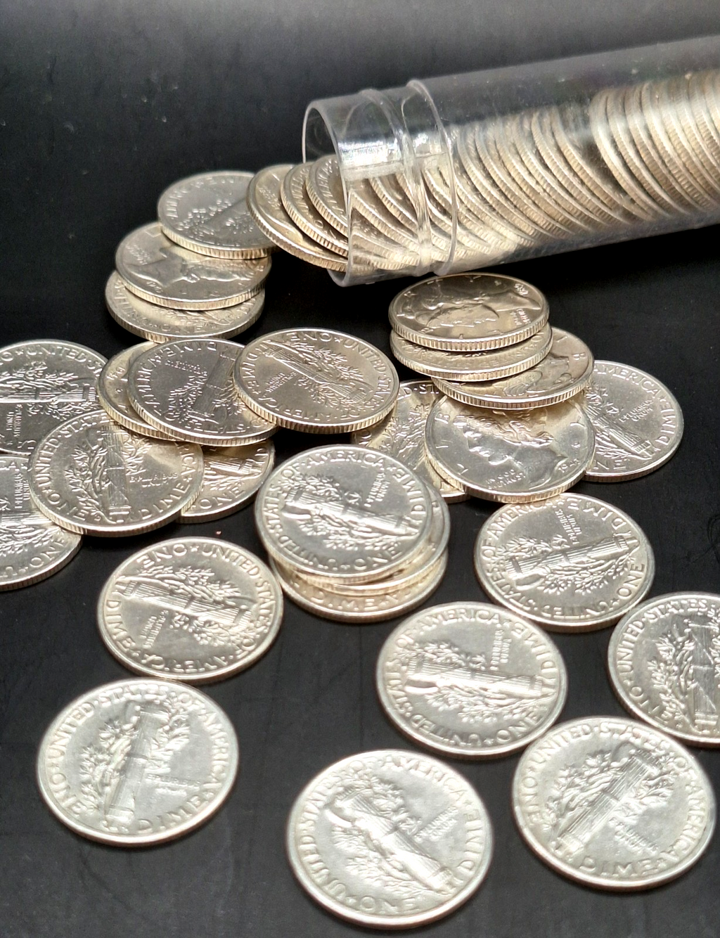 Lot of 25 - Mercury Dimes AU Almost Uncirculated 90% Silver 10C PDS Free Ship!!
