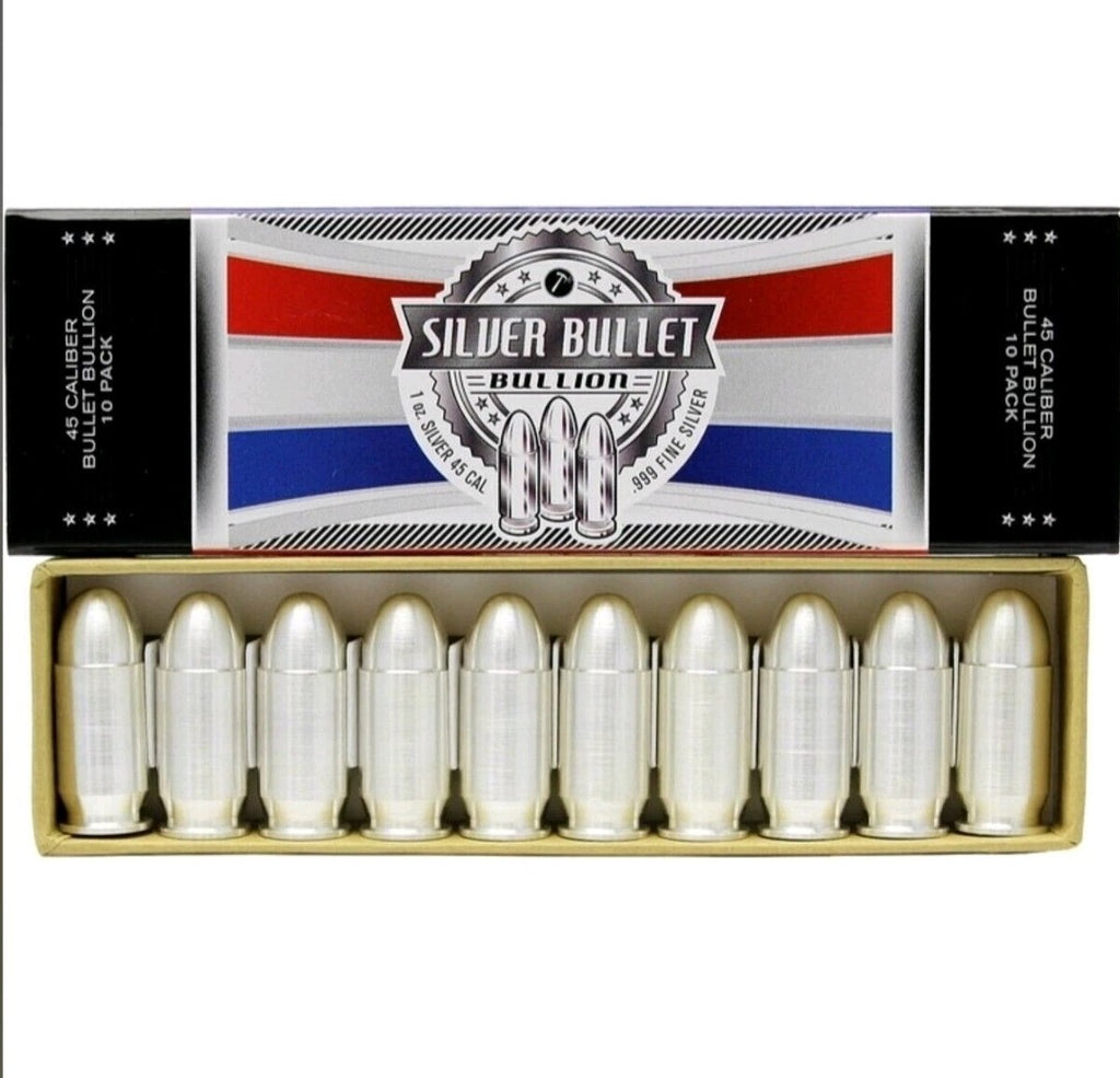2 Boxs of 10 - 1 oz .999 Fine Silver Bullet .45 Caliber ACP 20 Oz Silver Total