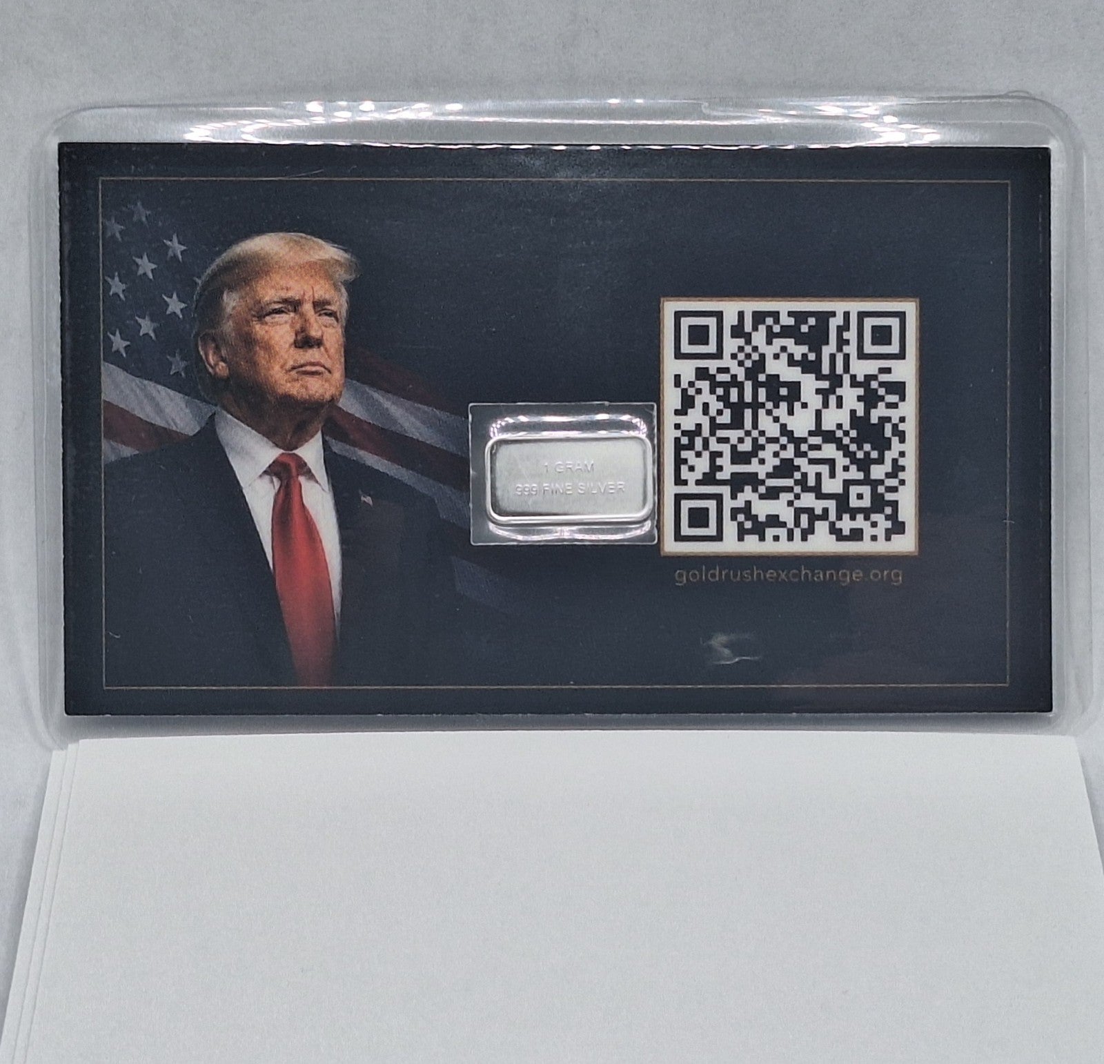 Donald Trump Tribute Card w/ Genuine 1g 1957 Chevy .999 Fine Silver Bar