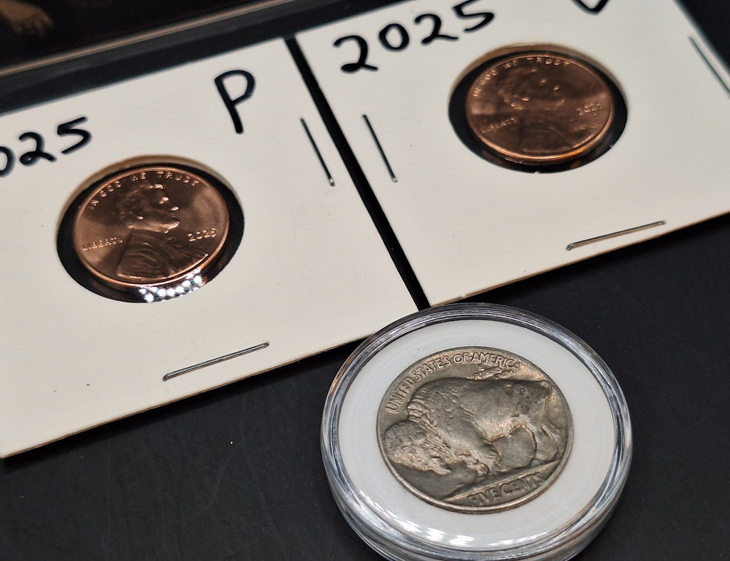 Winston Churchill Silver Mercury Dime Card, Buffalo Nickel & 2025 Cent Set BU