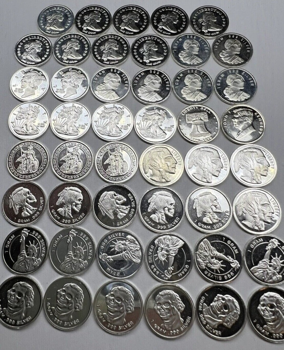 (30x) Pure .999 Fine Silver Rounds Bars Rare Bullion Estate Lot Morgan Designs