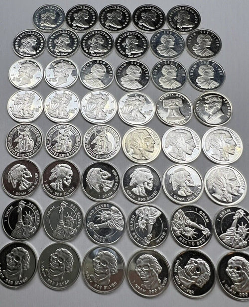 (30x) Pure .999 Fine Silver Rounds Bars Rare Bullion Estate Lot Morgan Designs