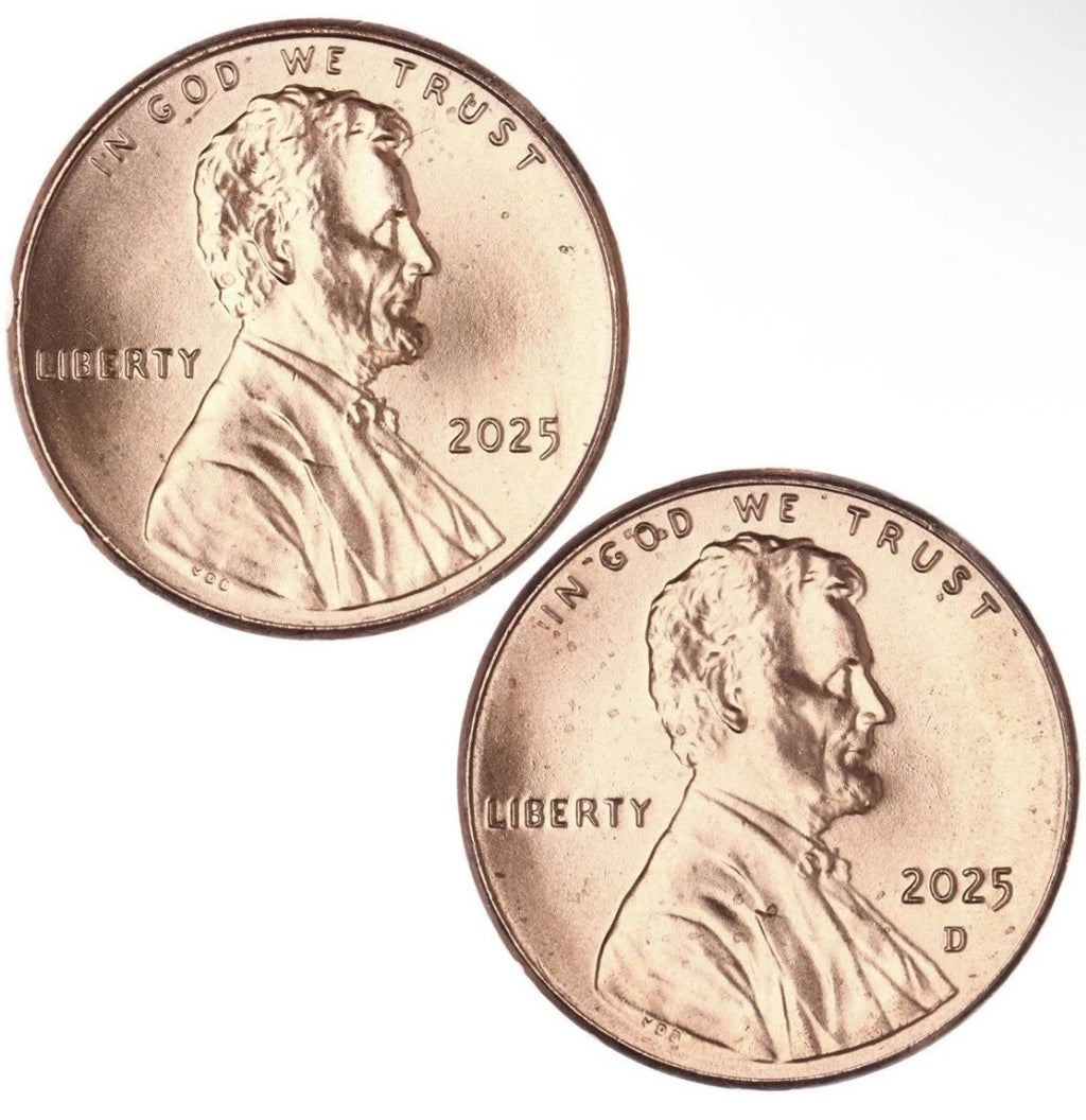 2025 P&D Lincoln Shield Penny Cent BU Uncirculated US Mint MS 2 Coin Set