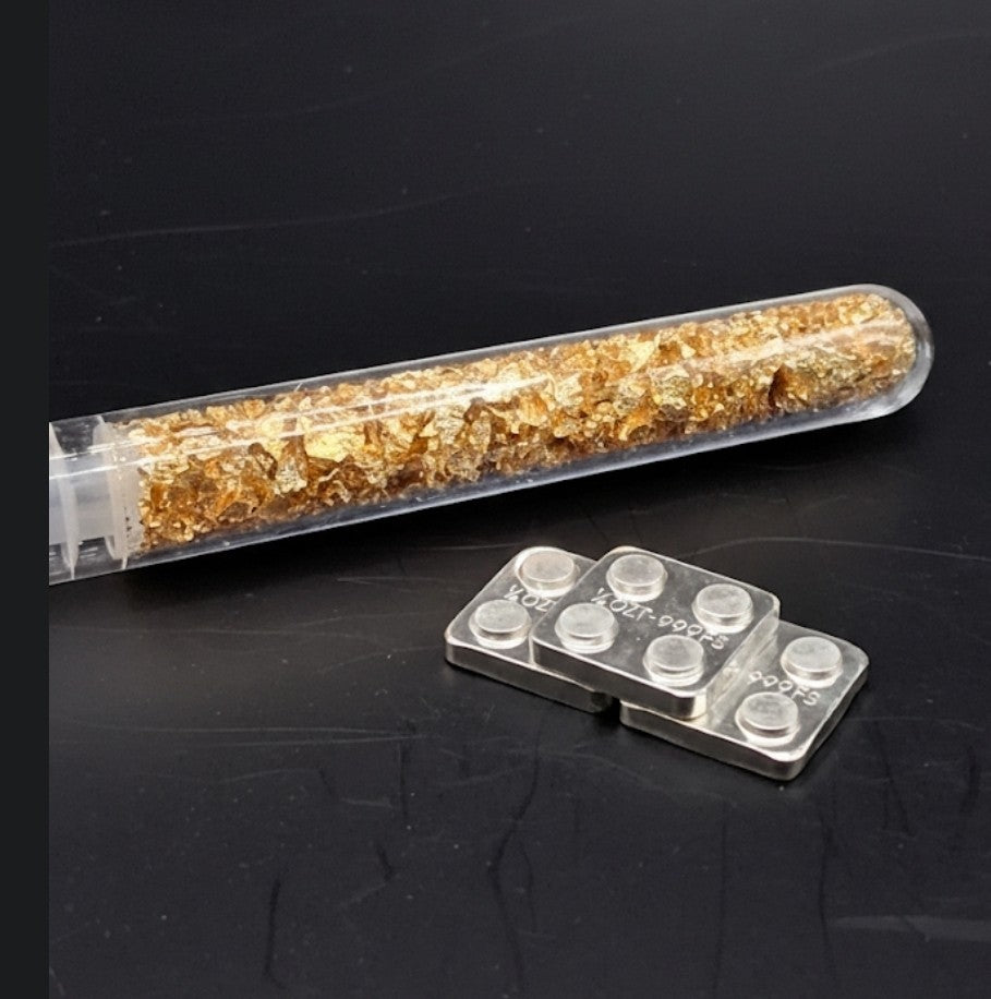 1/8 oz .999 Fine Silver Stackable Bar Building Block Style Bullion + Gold Flakes