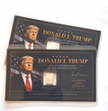 2x Donald Trump Tribute Card w/ Genuine 1g Valcambi Suisse .999 Fine Silver Bar