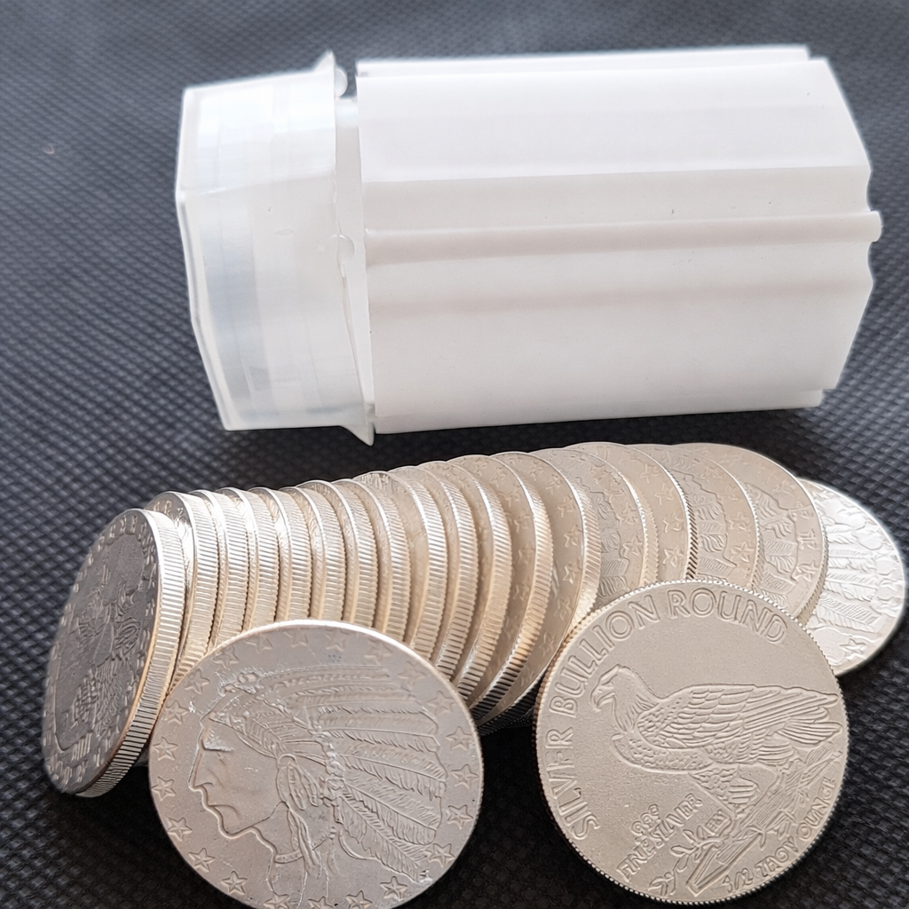 Tube of 10 – 2025 1/2 oz .999 Fine Silver Indian Head Eagle Bullion Lot Coins