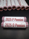2025-P & D Lincoln Shield Cent Rolls. Lot Of Two, Tube Sealed. SHIPS FREE! 🎁 🎄