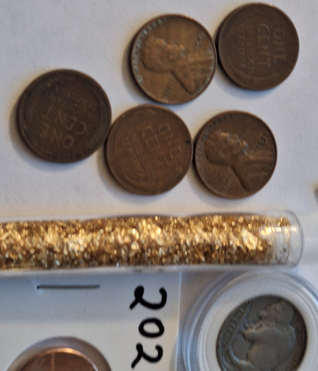 ESTATE SALE COIN LOT | Wheat Pennies, Buffalo Nickels, Goldbacks & Gold Flakes