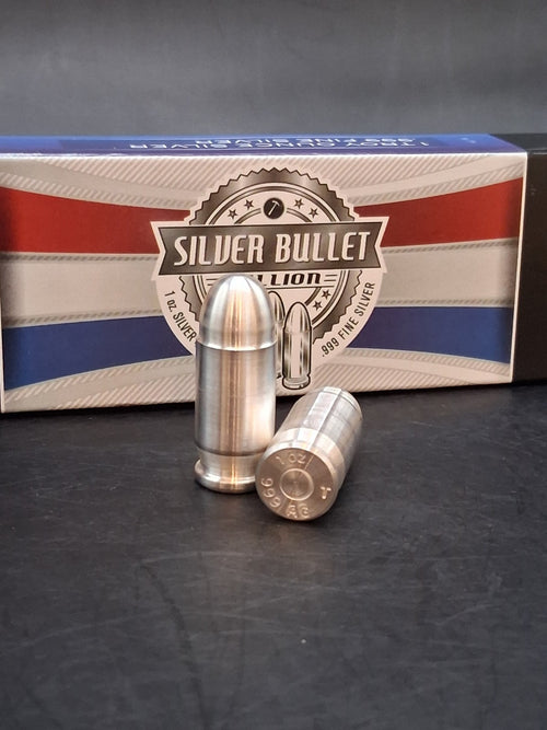 1 Oz Silver Bullet Bullion .999 Fine Silver .45 Auto ACP