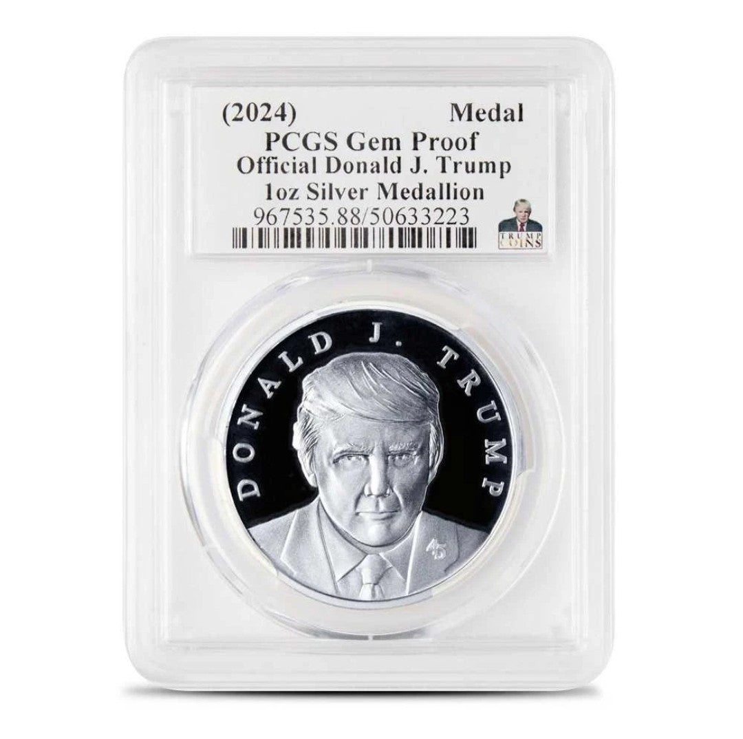 IN STOCK! 1 oz SILVER President Trump First Medallion PCGS GEM Proof MAGA Coin