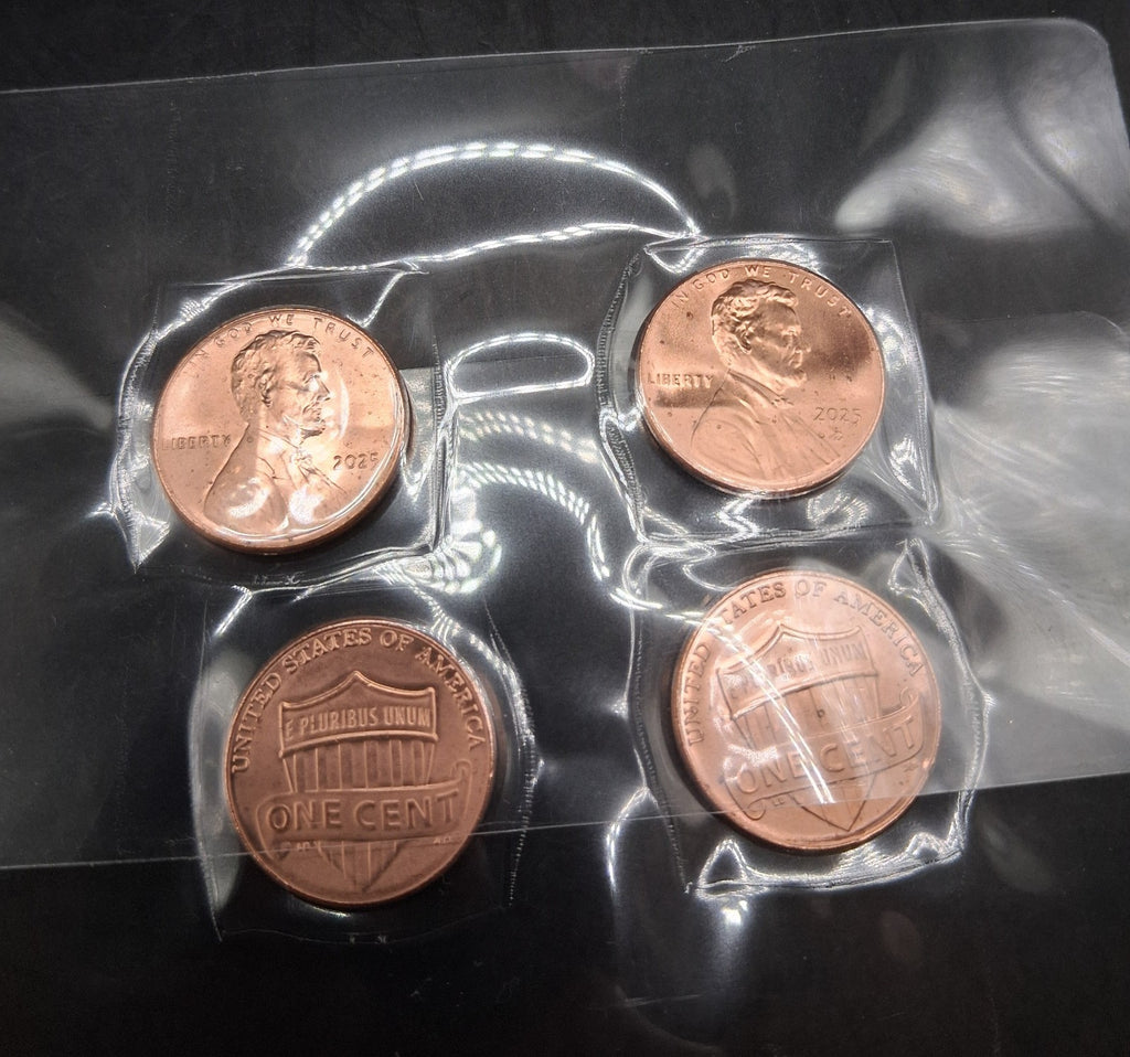 2025 P & D Lincoln Penny Set - Lot 4 Cents Uncirculated in Laminate SHIPS FREE!