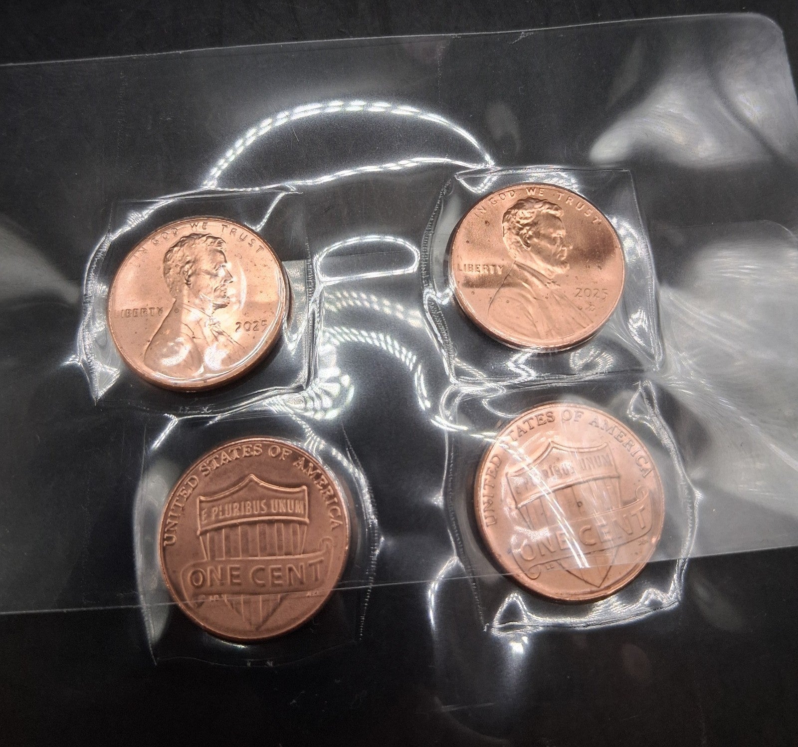 2025 P & D Lincoln Penny Set - Lot 4 Cents Uncirculated in Laminate SHIPS FREE!