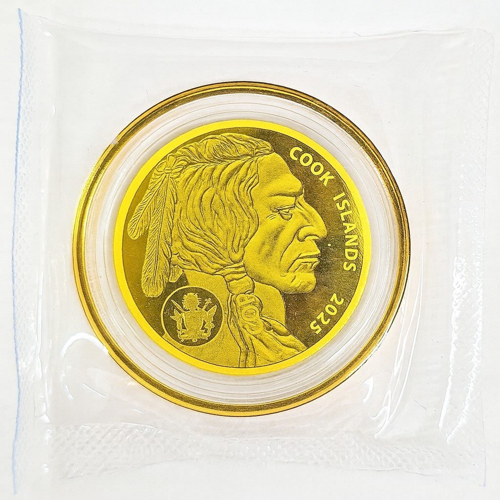 2026 Cook Islands Indian Buffalo $5 .9999 Fine Gold Coin 24k Pure Gold