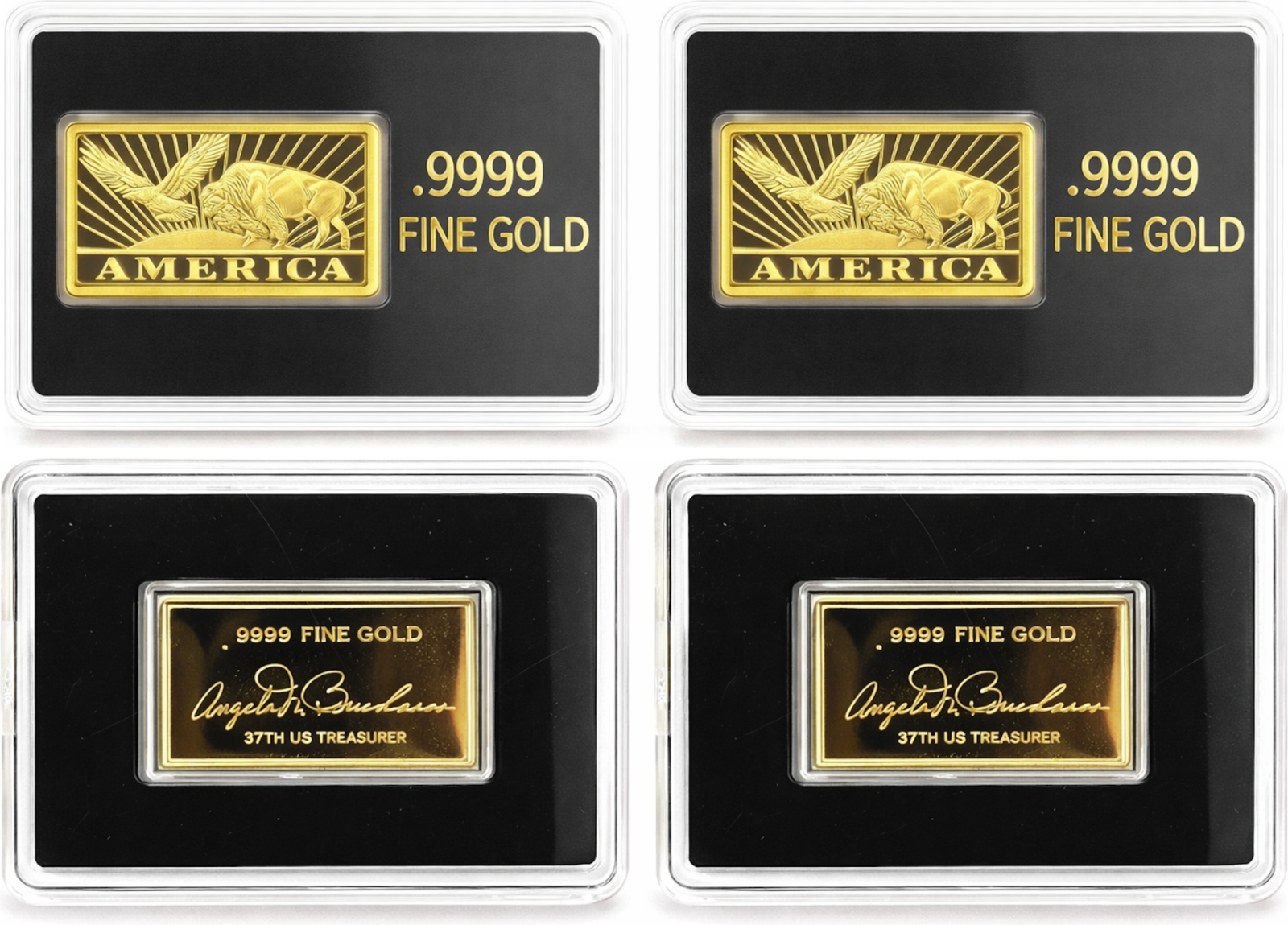 ✨ Set of 2 🇺🇸 Buffalo Eagle .9999 Pure Gold Bars | American Tribute