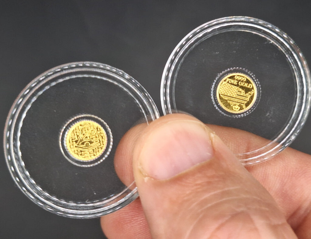 2x 1/500 oz .9999 Fine Gold Rounds Eye of Ra Egyptian & American Eagle Set