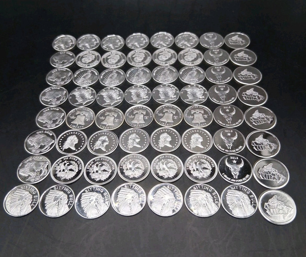 Lot 62 x Pure .999 Fine Silver Rounds Premium New Bullion Estate Coin Designs 🔥