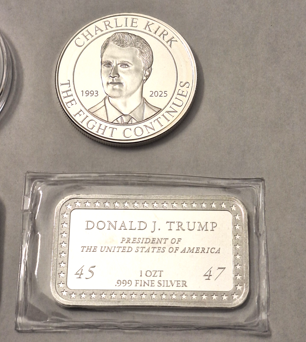 Ultimate Charlie Kirk & Trump 4pc .999 Silver Set + Colorized Trump Bar 🇺🇸