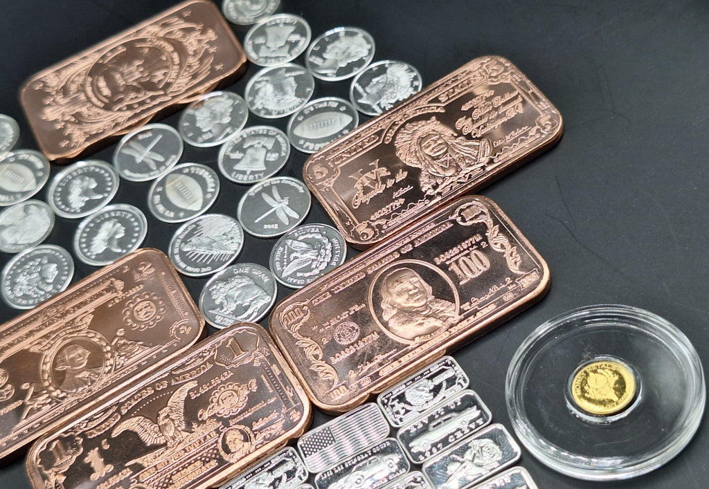 Gold Silver Copper Bullion Lot .999 Fine Bars Rounds Mixed Set Stacker