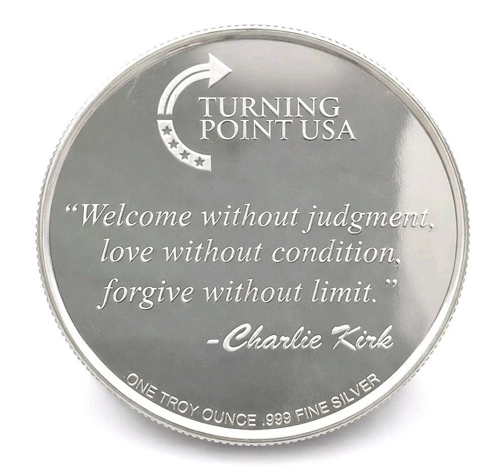 1 oz .999 Silver TPUSA Charlie Kirk Coin w/ Display Case + Spirit Silver Card