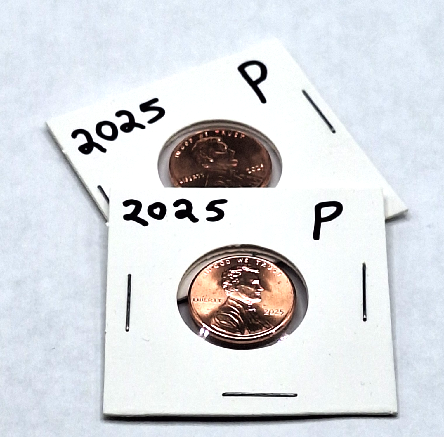 Lot 2x 2025-P Lincoln Shield Cent Penny Gem BU Uncirculated In Protective Holder