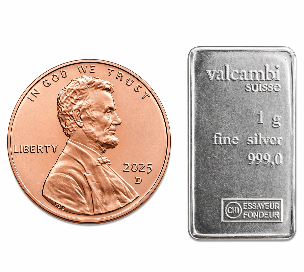 2025-D Lincoln Cent BU Last Penny Minted + 1g Valcambi .999 Silver Bar Free Ship
