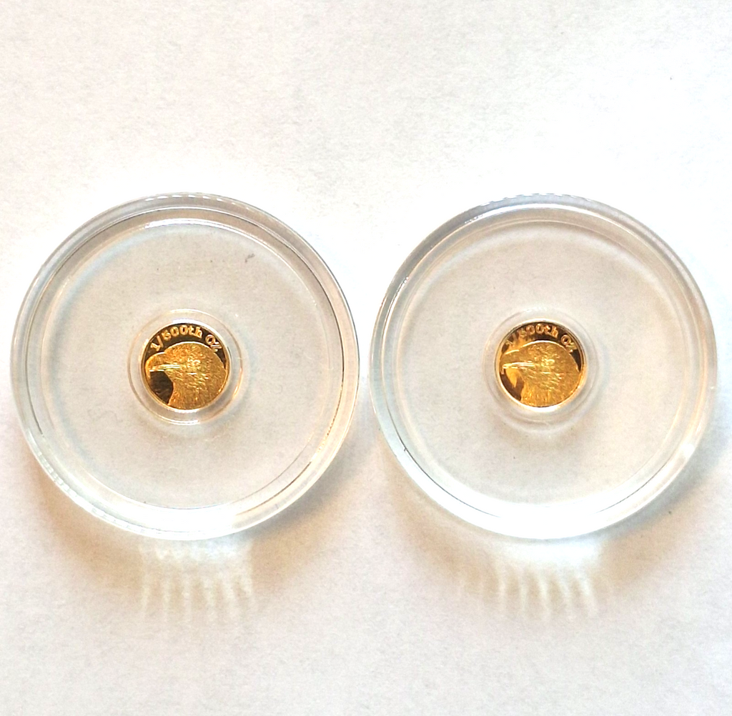 LOT 2x - 1/500 oz .9999 Fine Gold Round American Eagle in Capsule FREE SHIPPING