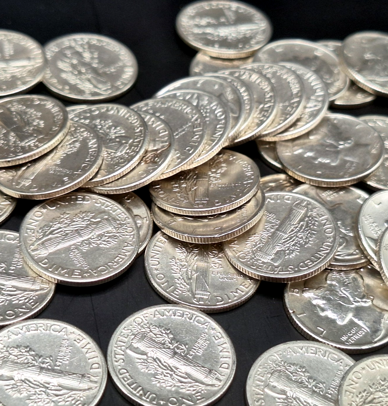 Tube of 50 Mercury Dimes BU Brilliant Uncirculated 90% Silver 10C PDS Free Ship