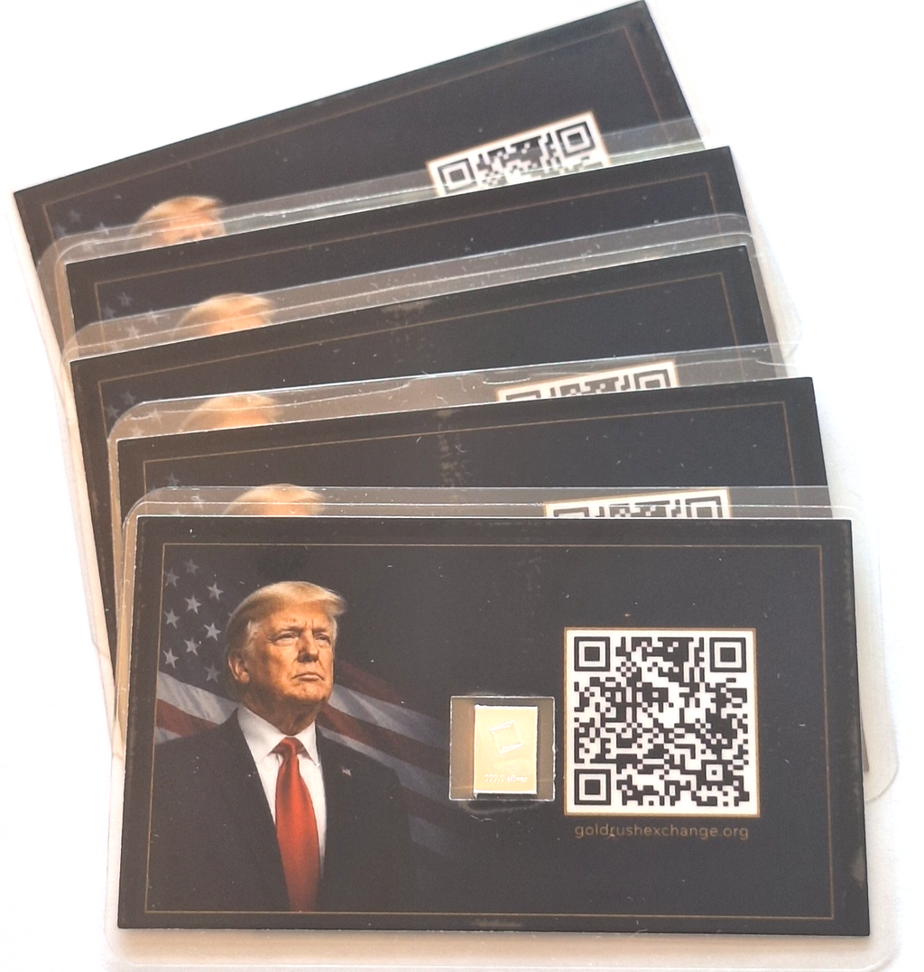 5x Donald Trump Tribute Card w/ Genuine 1g Valcambi Suisse .999 Fine Silver Bar