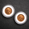 LOT OF 2 Lincoln Wheat Penny Cent BU Uncirculated - Brilliant Coin in Hard Case