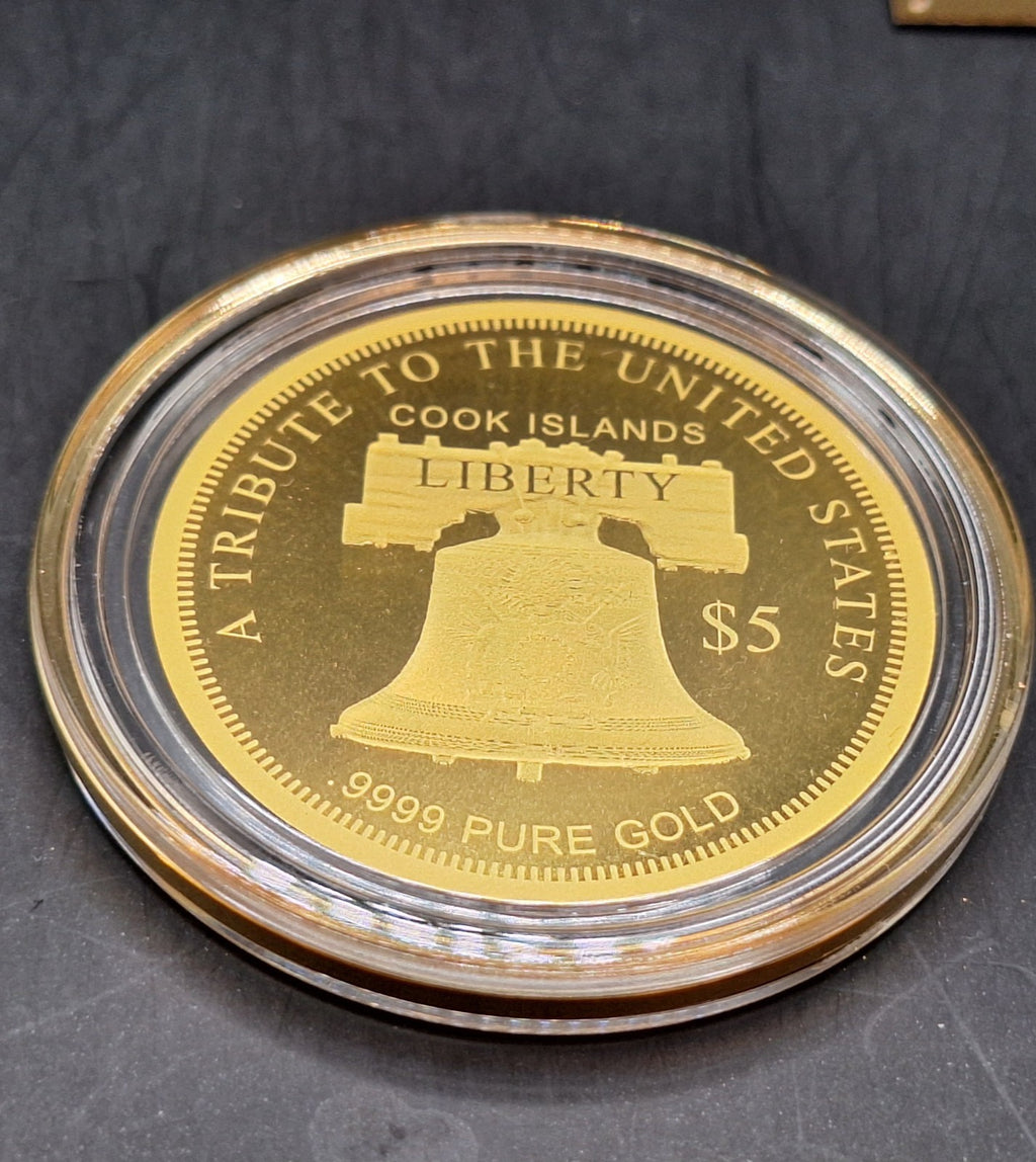 Deluxe Gold Collection Statue of Liberty Gold Coin, Goldback & Gold Flakes