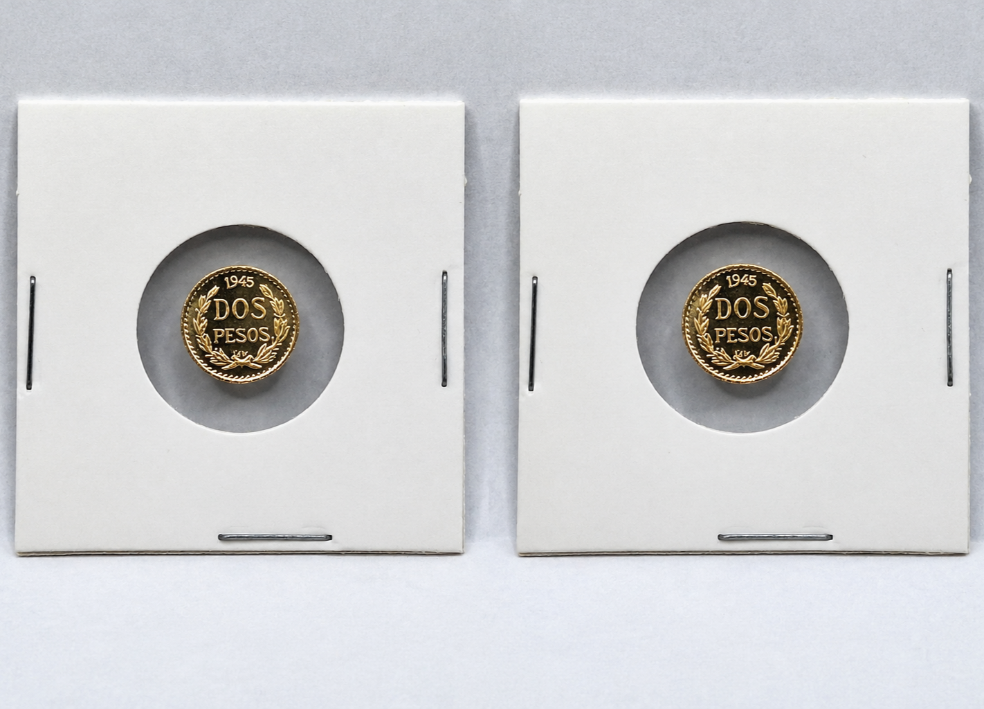 LOT OF 2 ✨ 14K 2 Pesos Gold Coin 🇲🇽💰 Privately Minted *IN Protective Holder*