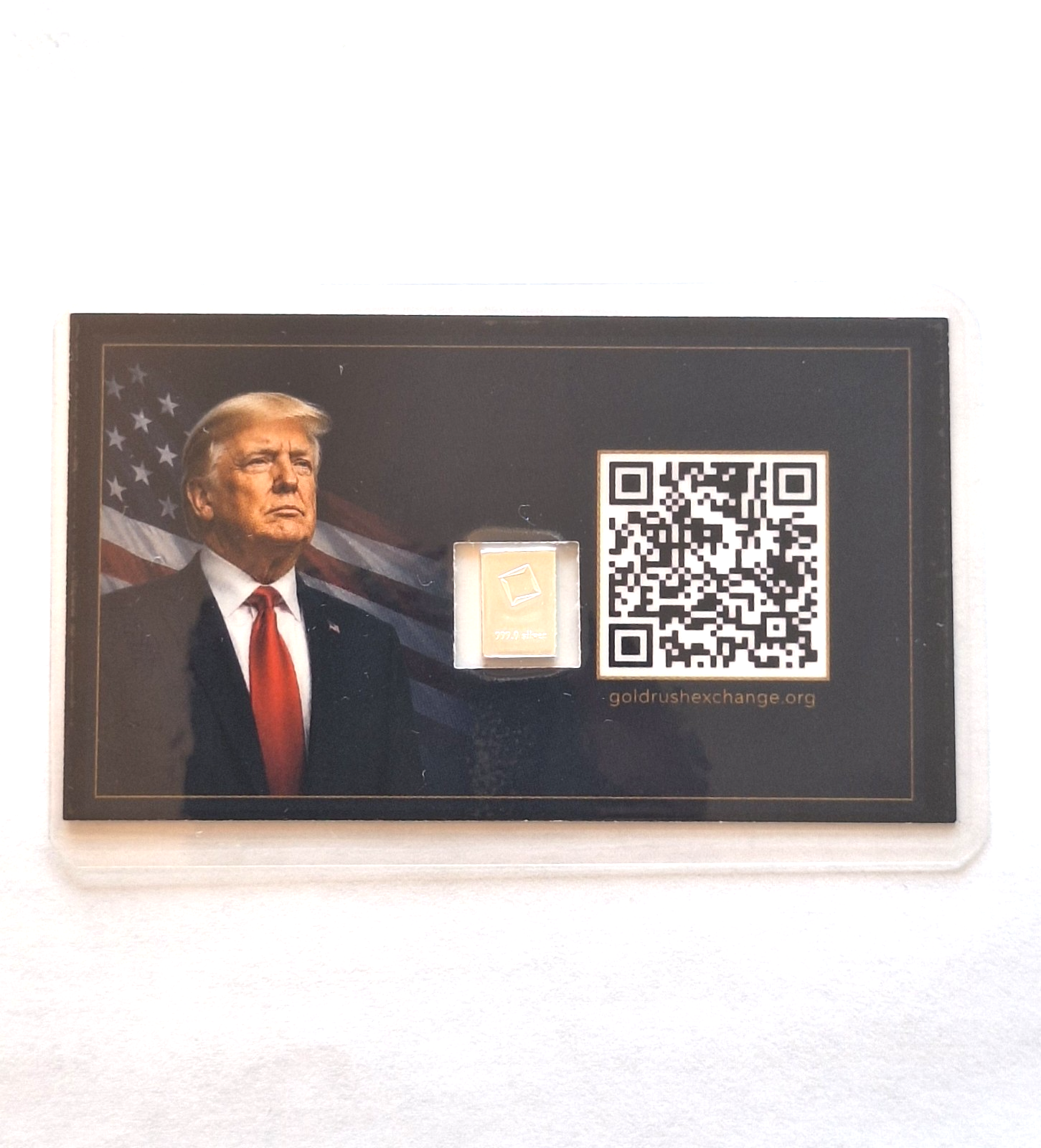 1oz Trump Presidential Silver Bar & Trump Tribute Card w/ 1g Valcambi Gift Set