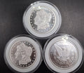 Lot 3 Silver American Eagle Morgan .5 oz Round in Hard Case Bullion 1.5oz Total