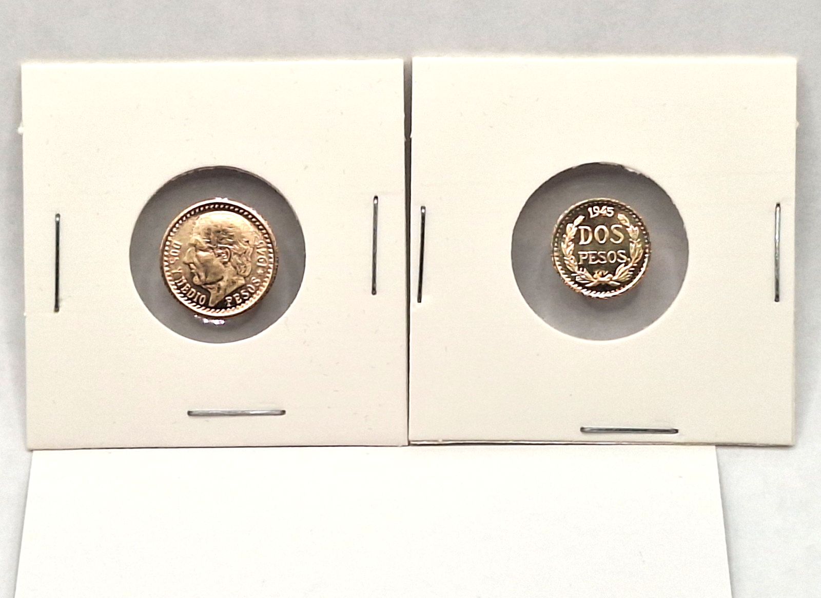 14K Gold 2 Pesos & 2.5 Pesos Coin Set Privately Minted in Protective Holders