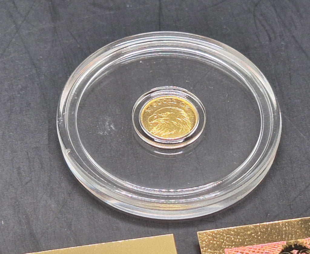 American Eagle Gold Round 1/500 oz & 2 Idaho Goldback 1/4 Gold Notes Set