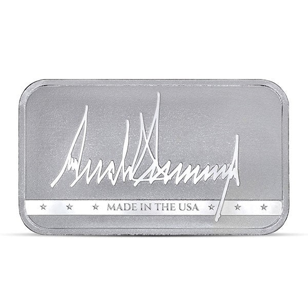 1oz Trump Presidential Silver Bar & Trump Tribute Card w/ 1g Valcambi Gift Set