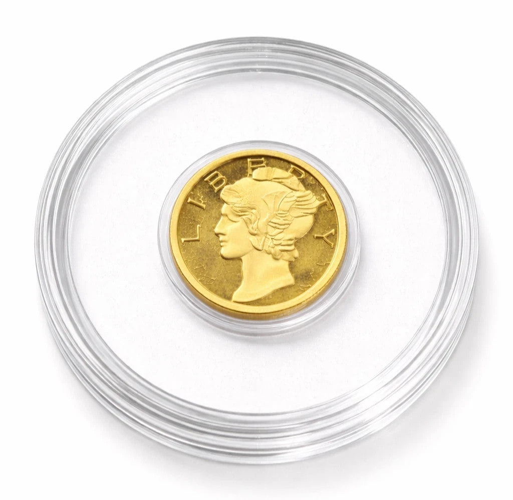 Tube of 20 Mercury Gold Dimes 1/200 oz .9999 Pure Gold Bullion Rounds Collector