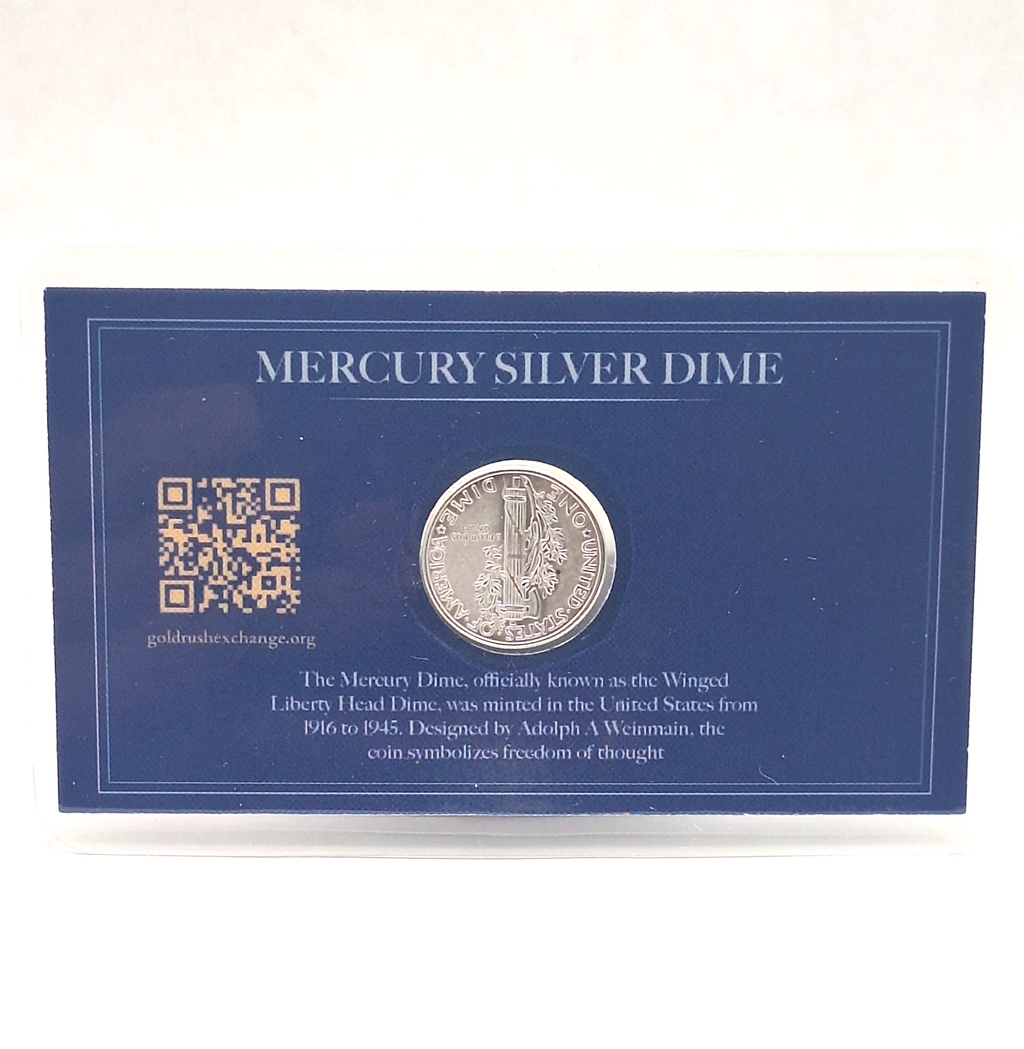 AU/BU Mercury Silver Dime 90% Silver Coin in Premium Collector Display Card