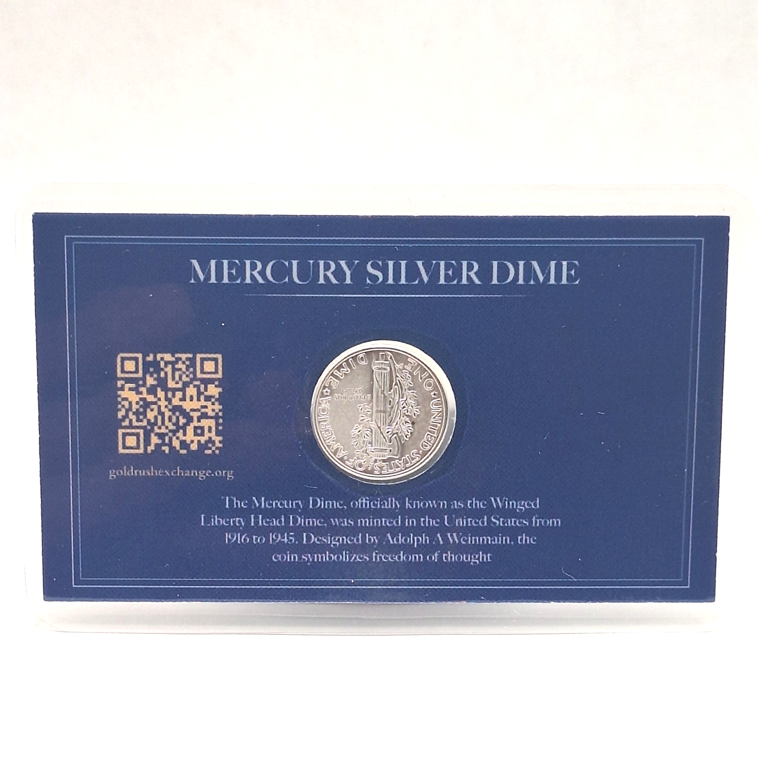 AU/BU Mercury Silver Dime 90% Silver Coin in Premium Collector Display Card