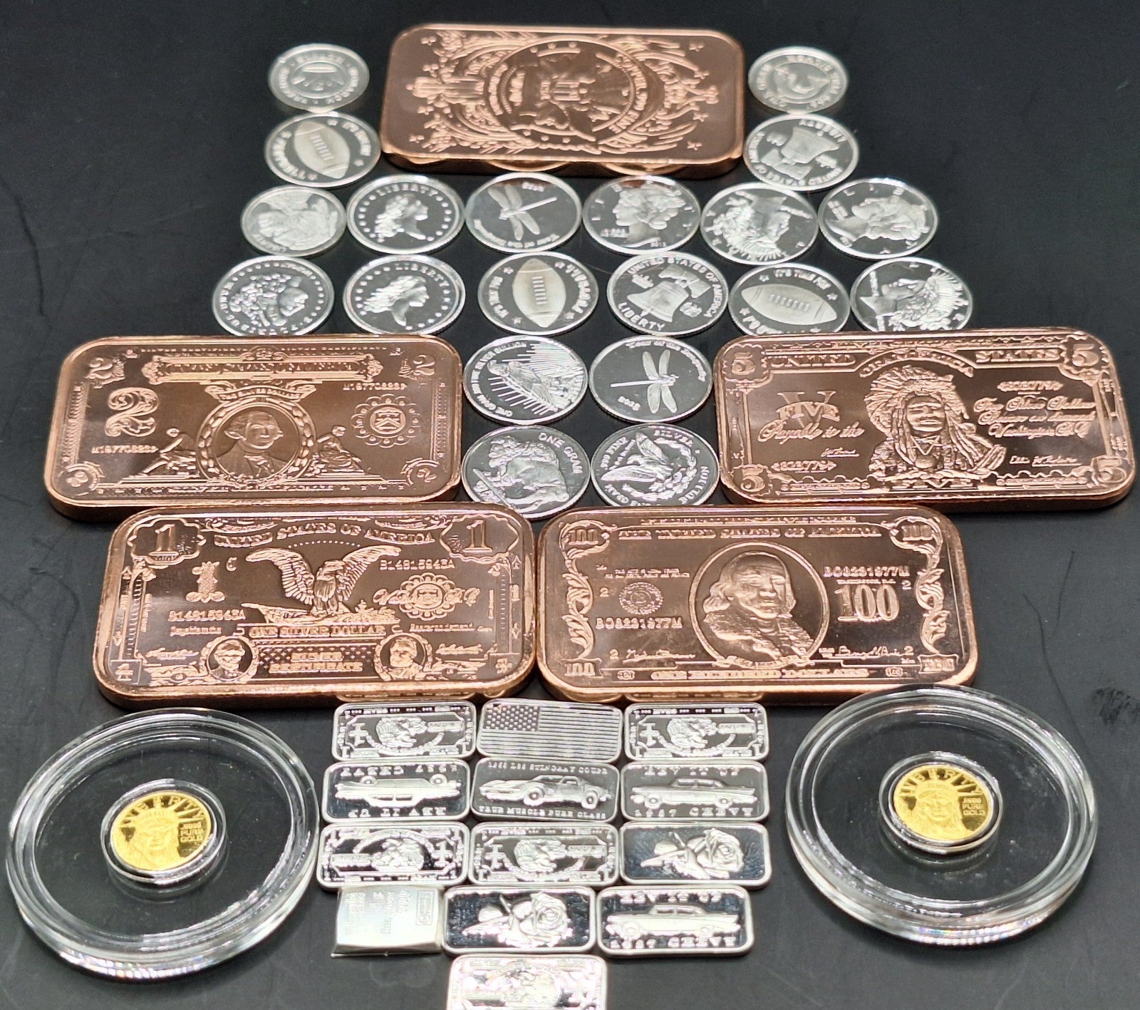 Gold Silver Copper Bullion Lot .999 Bars Rounds Mixed Stacker Investment Set