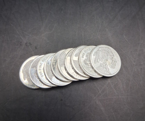 10 Grams Total .999 Fine Silver Buffalo Rounds Lot Fractional Silver Bullion