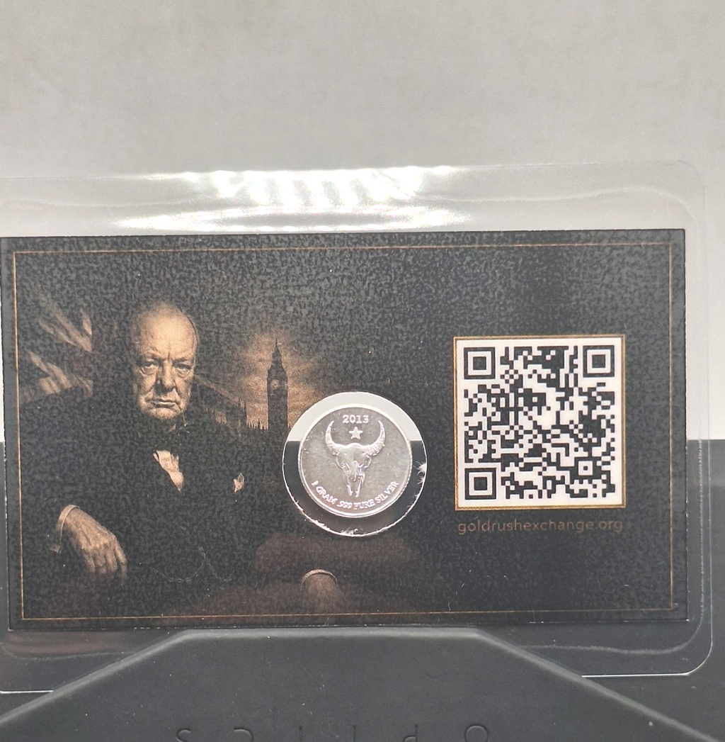 2x - Winston Churchill Tribute Cards Genuine 1g .999 Silver Sitting Bull Round