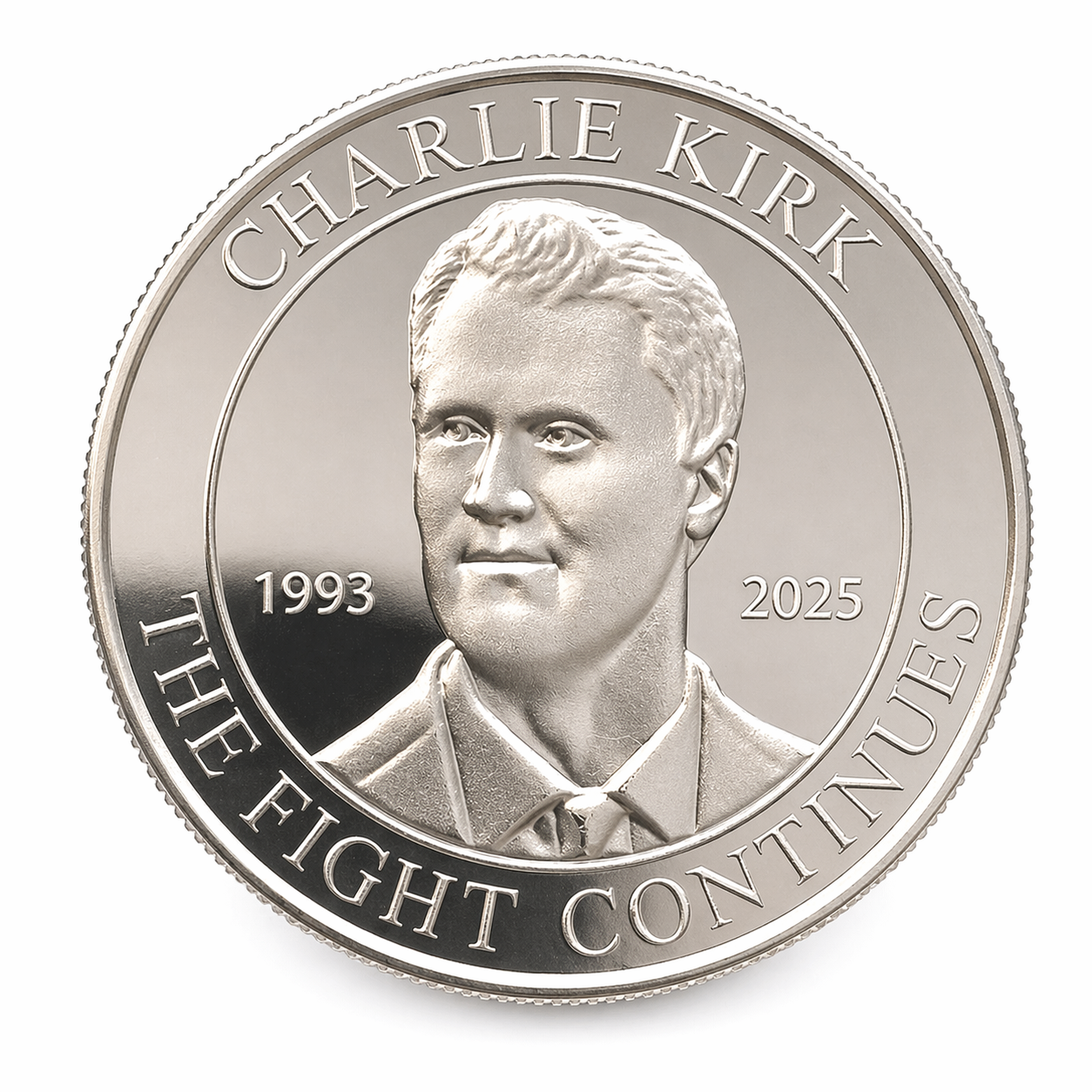 1 oz .999 Silver TPUSA Charlie Kirk Coin w/ Display Case + Spirit Silver Card